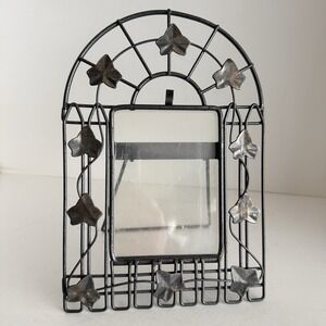 Vintage Metal Ivy Leaf Photo Frame Faux Bronze Wire Easel Back 6x9 READ